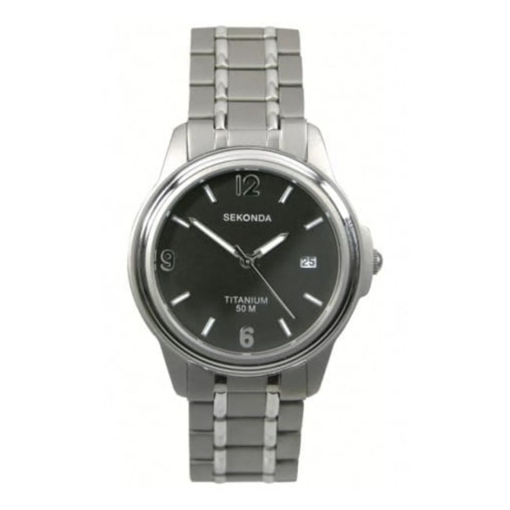 Mens Dress Grey Dial Titanium Bracelet Dress Watch