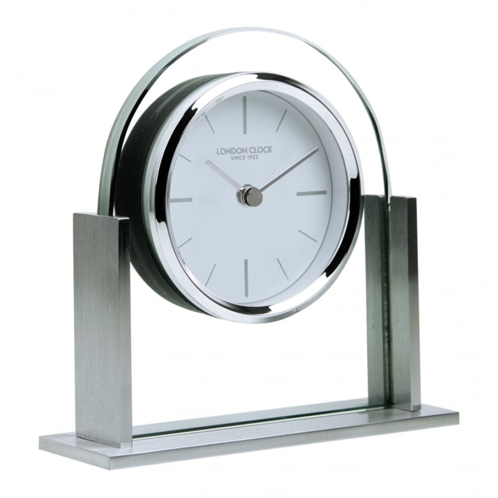 1922 Glass Silver Arch Top Mantel Clock