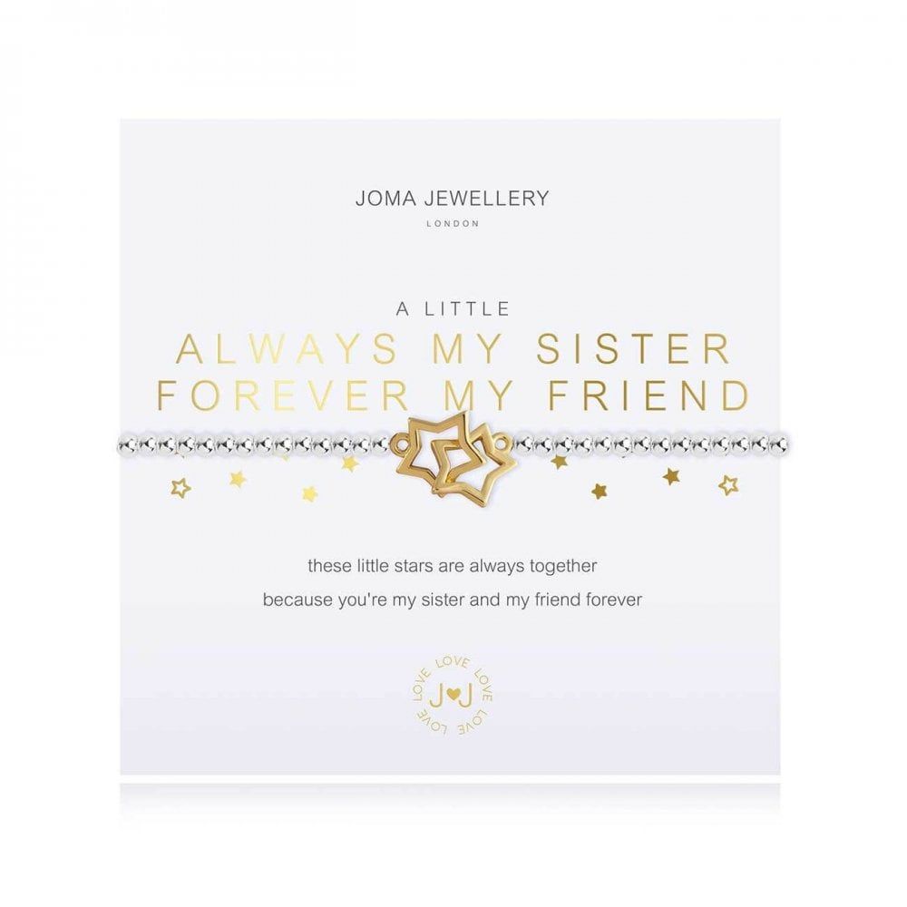 A Little | Always My Sister Forever My Friend | Silver | Bracelet | 17.5cm Stretch