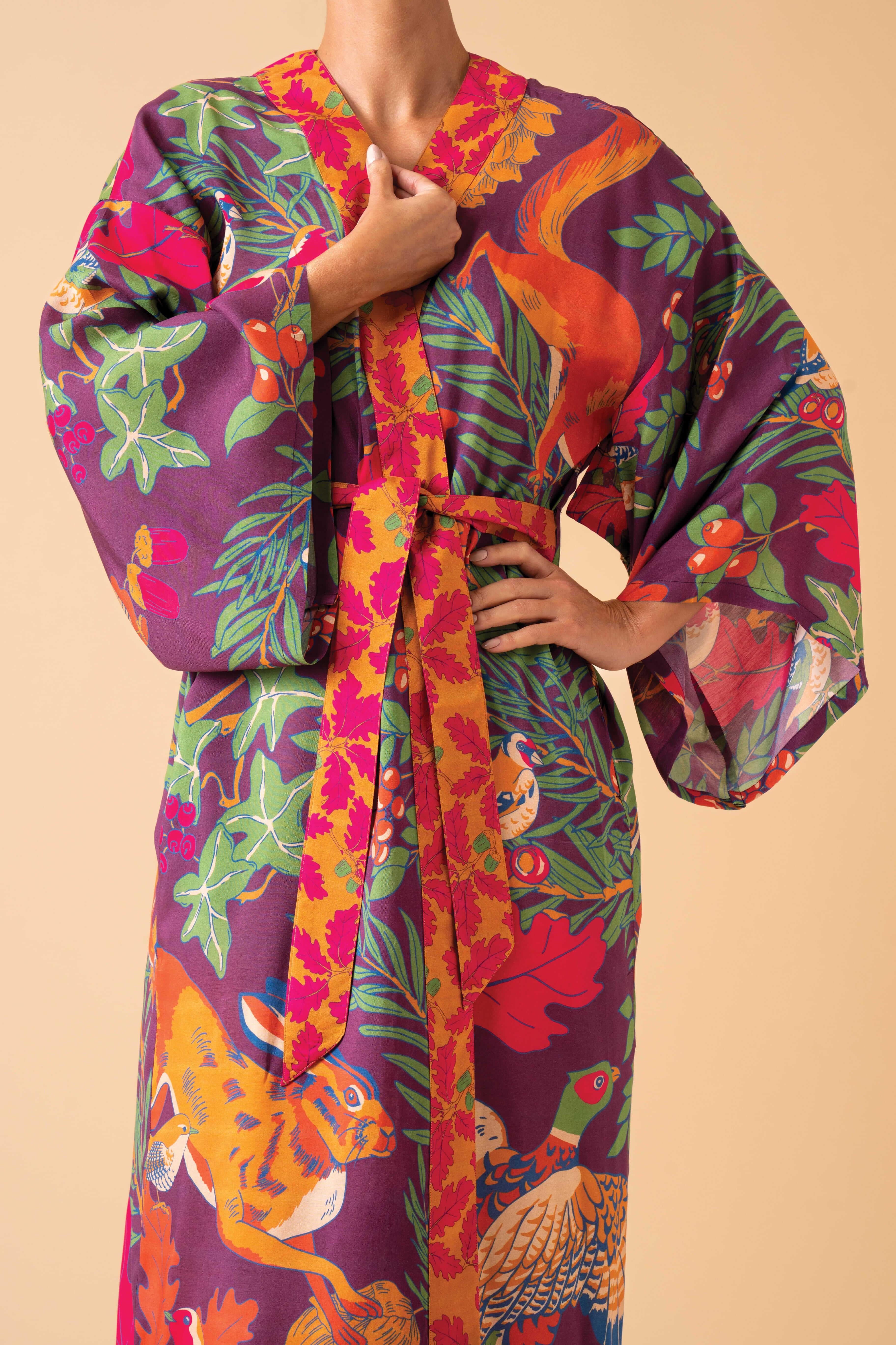Winter Wonderland Kimono Gown - Damson Mix