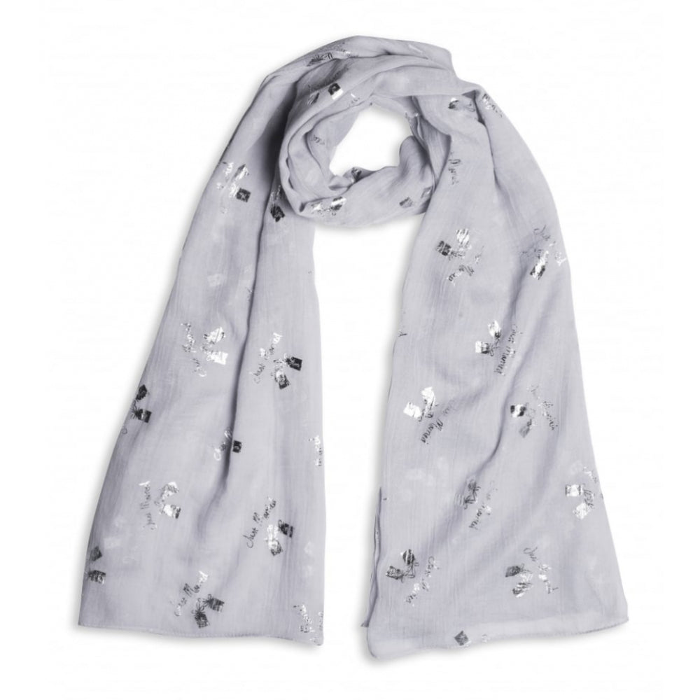 Sentiment Scarf - Just Married - Pale Grey/ Silver Foil Print