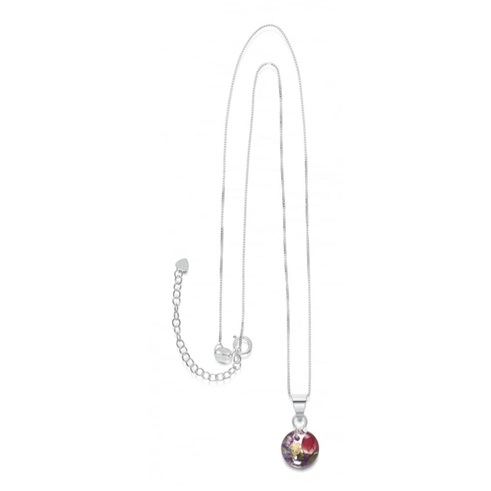 Silver Pendant - Mixed Flowers - Small Round