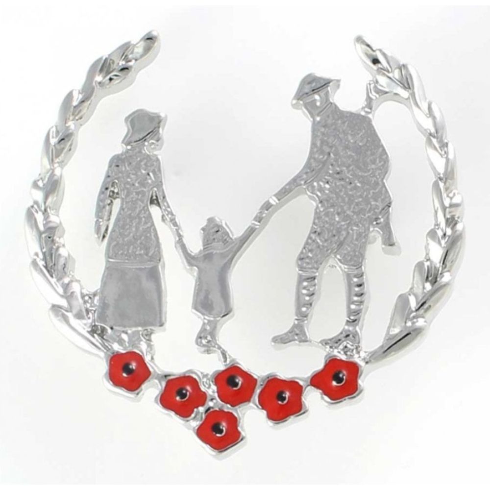 Returning Soldier In Wreath SSAFA Red Poppy Brooch