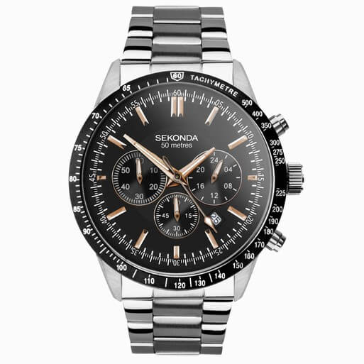 Velocity Chronograph Black Dial & SS Bracelet Strap Men's Watch