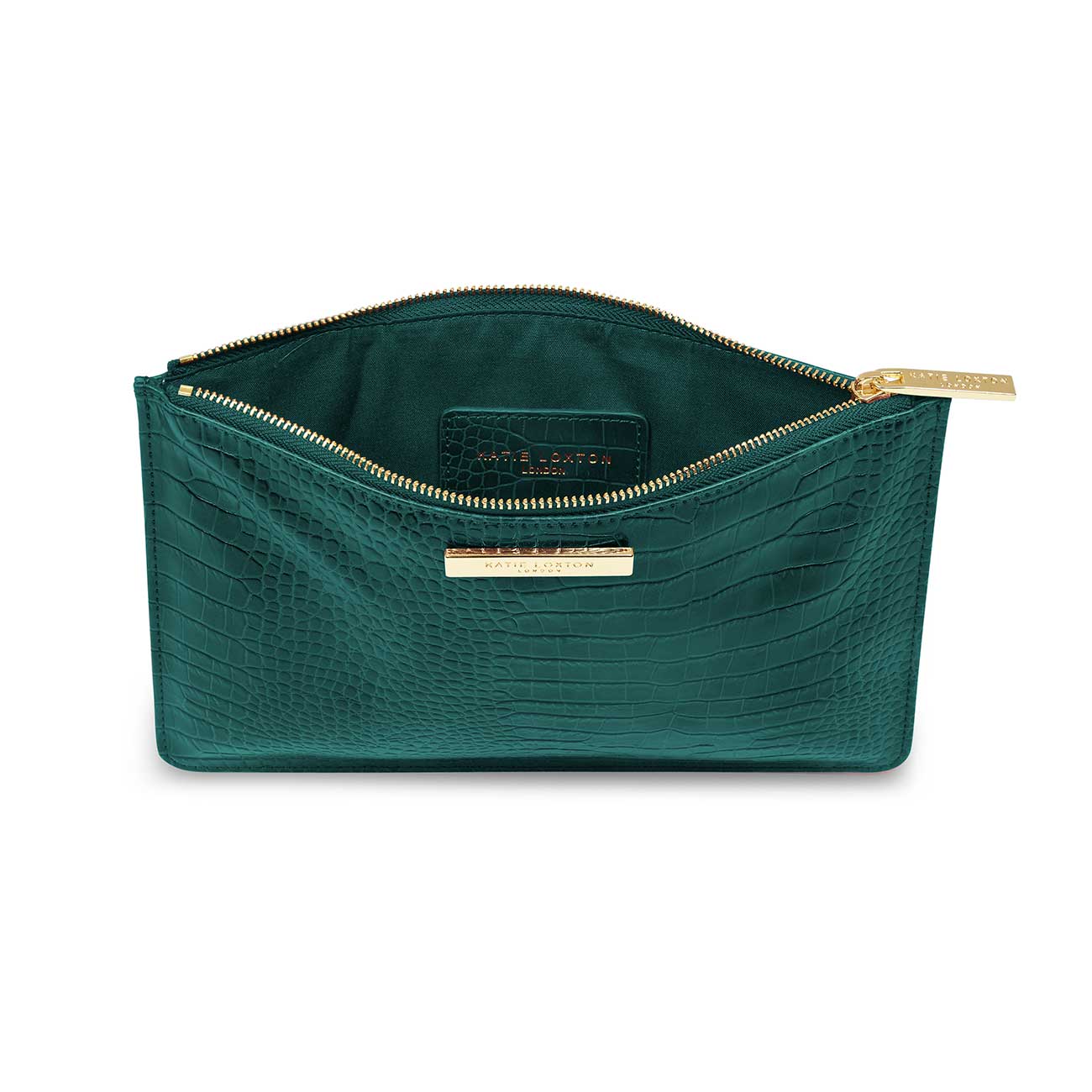 Celine Faux Croc Perfect Pouch | Forest Green