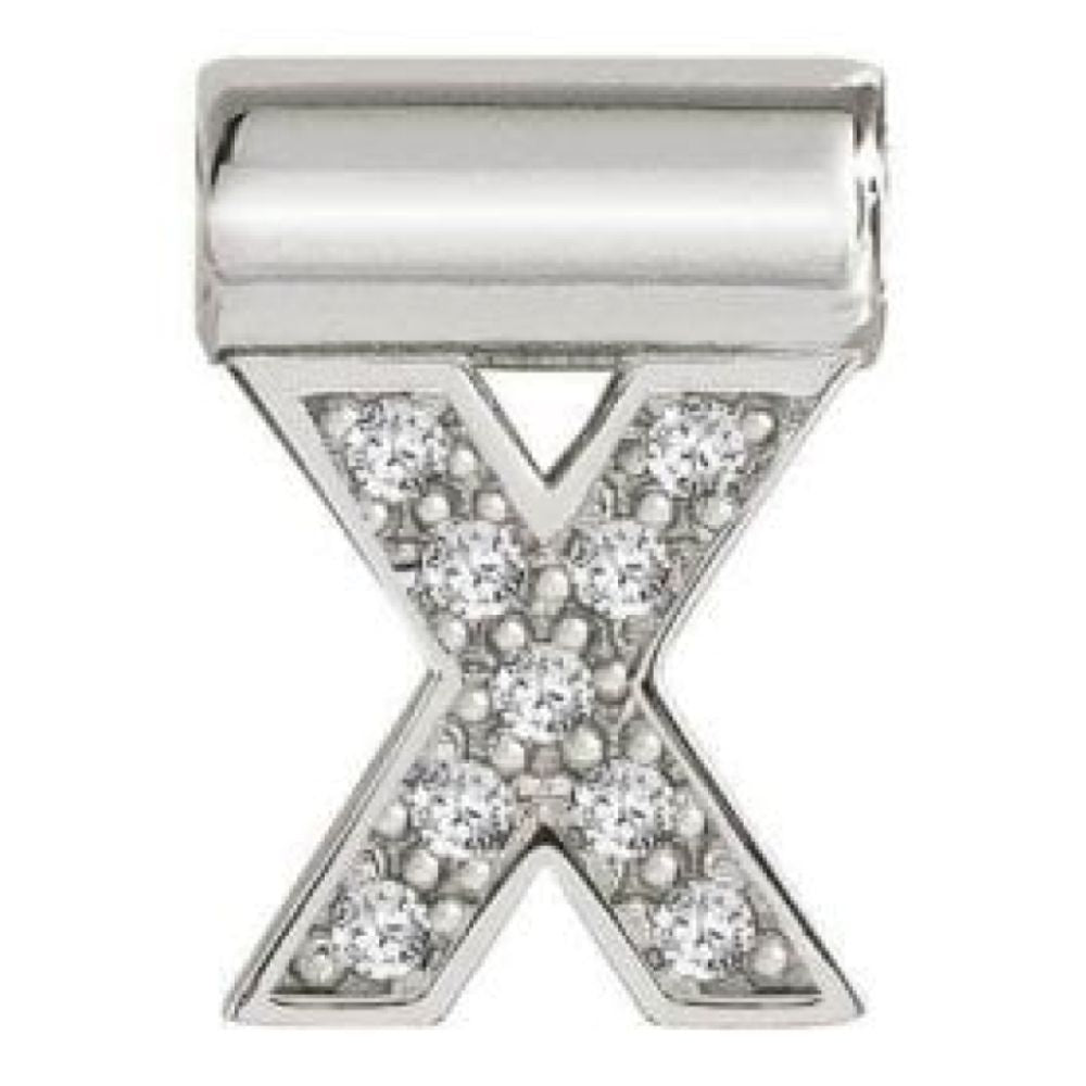 Seimia Silver Cubic Zirconia Letter X Charm