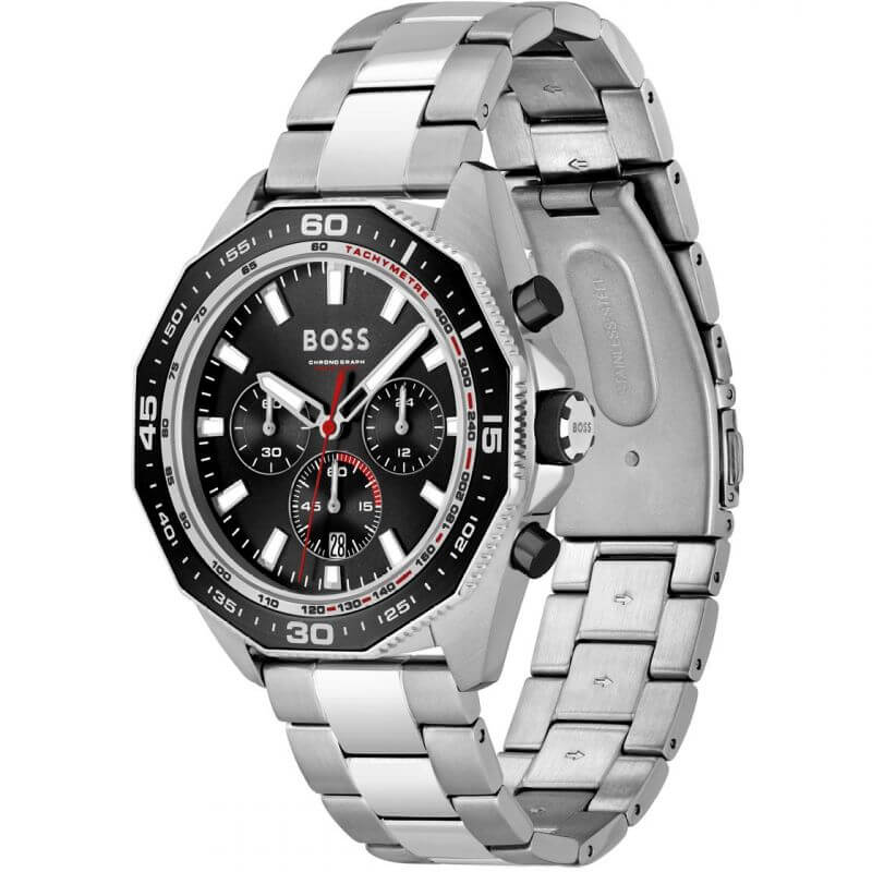 Energy Black Chronograph Dial SS Bracelet Watch