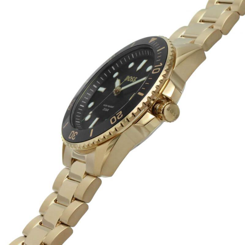 Ace Black Dial Gold Stainless Steel Bracelet Watch