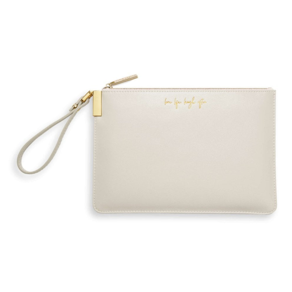 SECRET MESSAGE POUCH - LOVE LIFE LAUGH OFTEN/ TO MY FABULOUS FRIEND - Pale Grey - 16x24cm