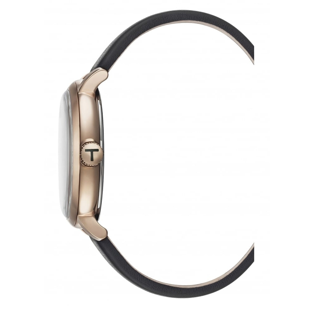 Rose Gold Plated Leather Strap Gents Wristwatch
