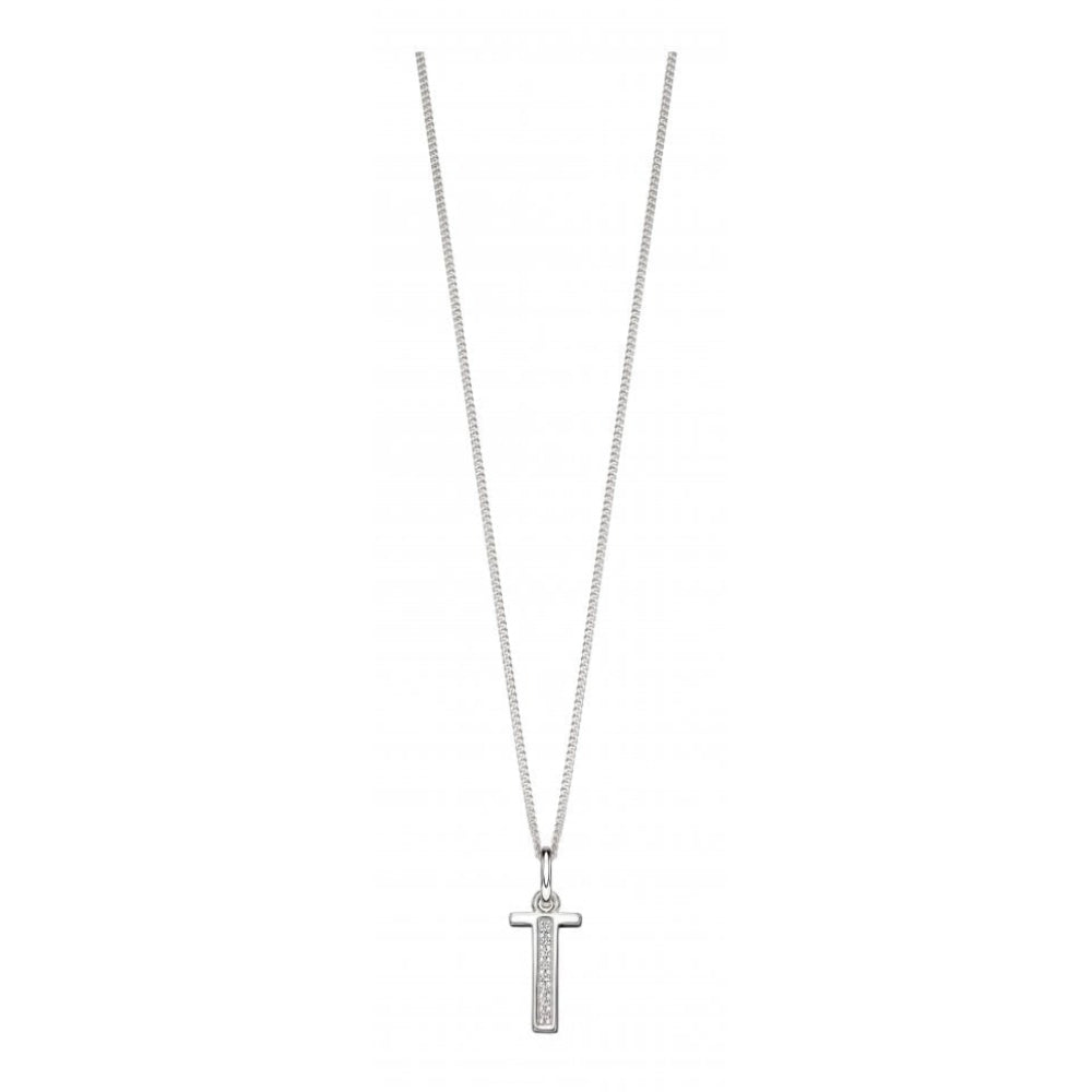 Art Deco Initial 'T' CZ Pendant