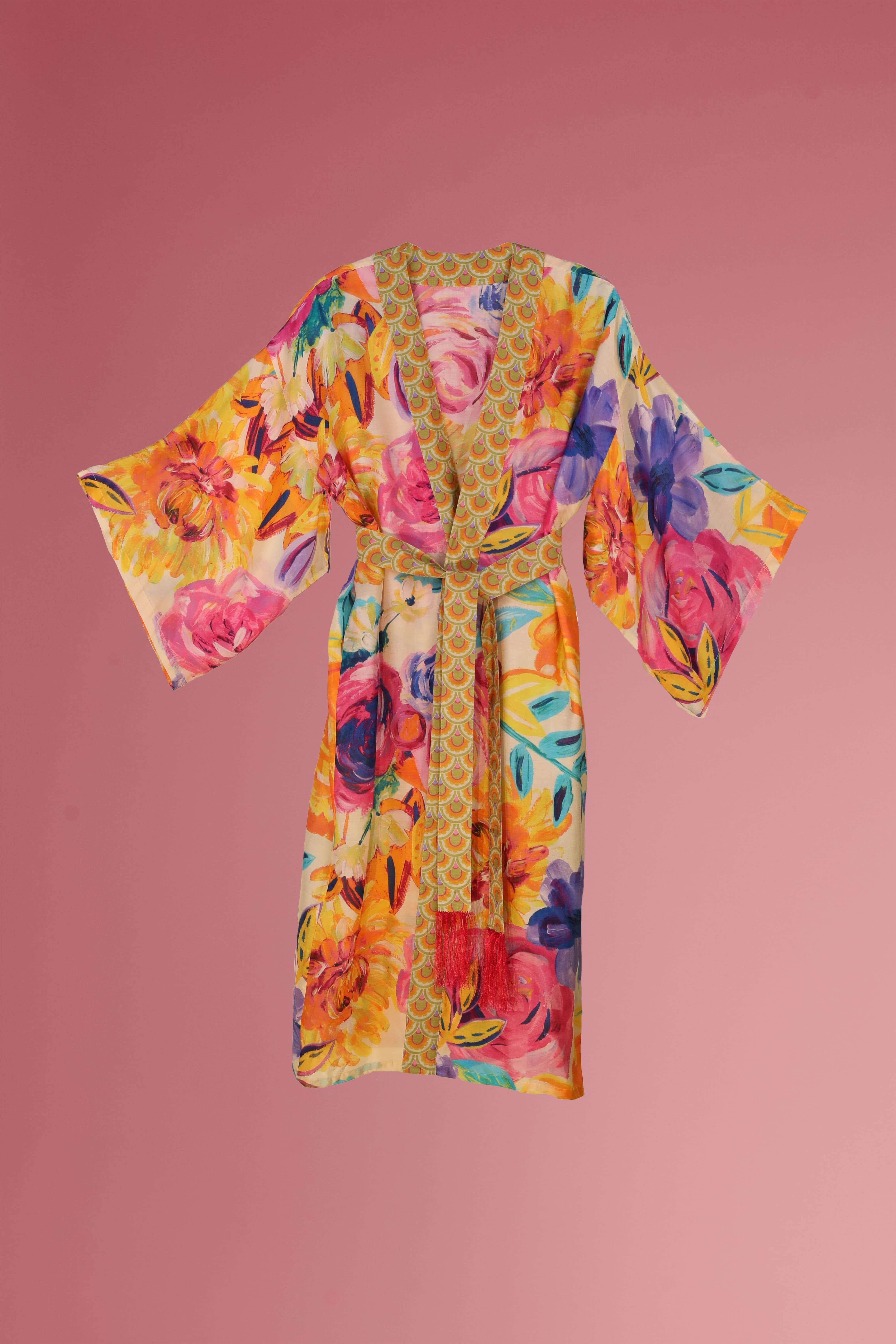 PRINTED KIMONO GOWN - Floral Frenzy