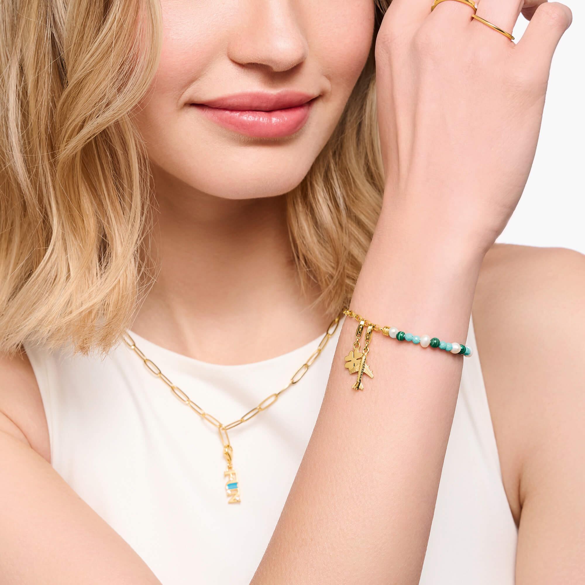 Gold Plated Aeroplane Charm Pendant