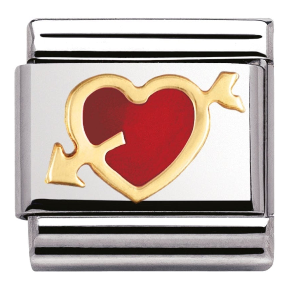 Classic Red Heart Gold Arrow Link