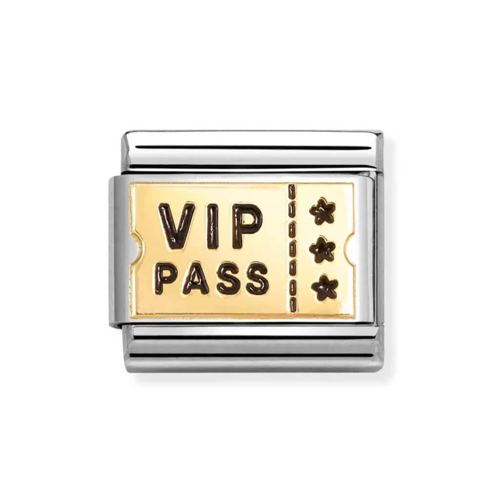 Composable Classic Link VIP Pass Symbol In 18K Gold & Black Enamel