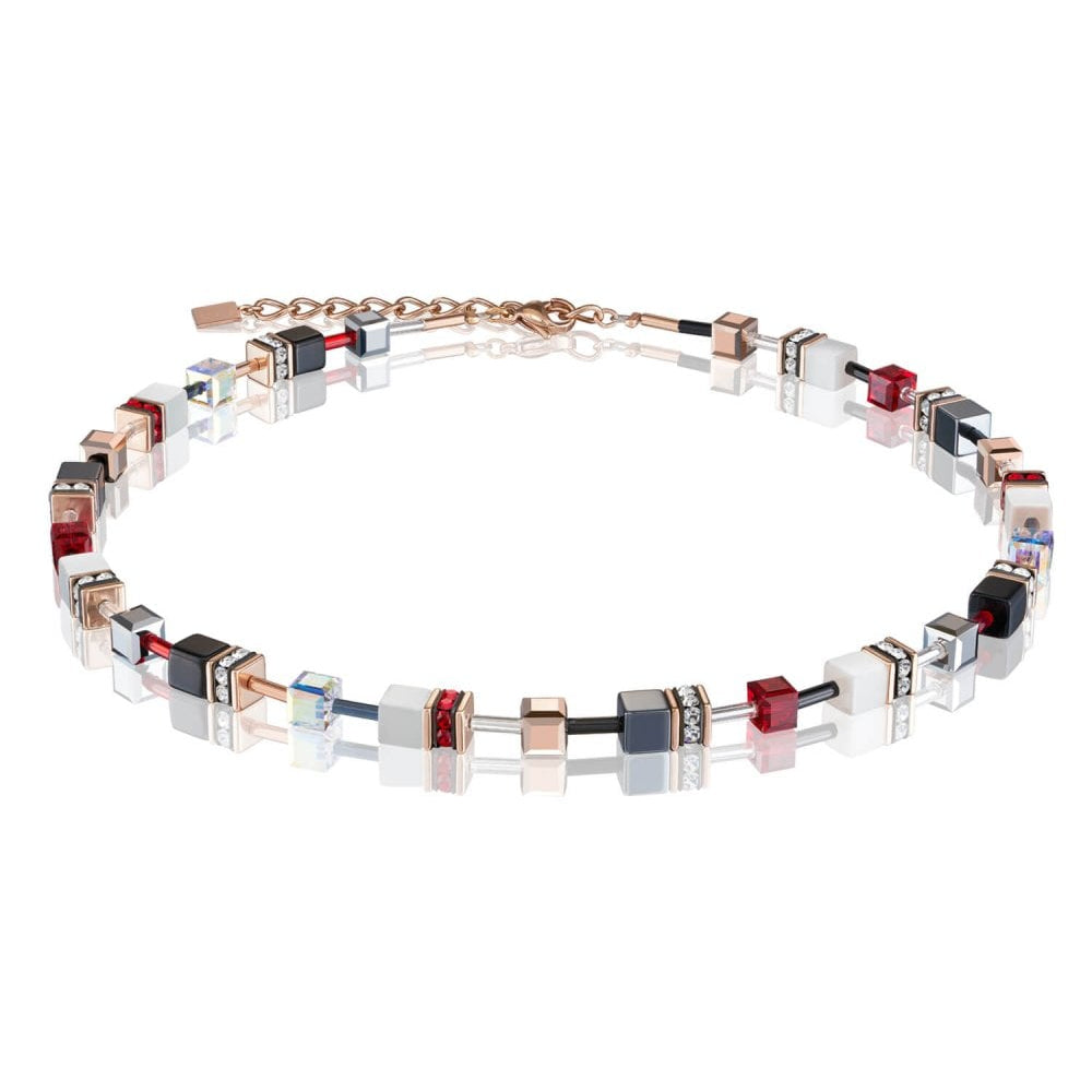 Red Geo Cube Rose Gold Necklace