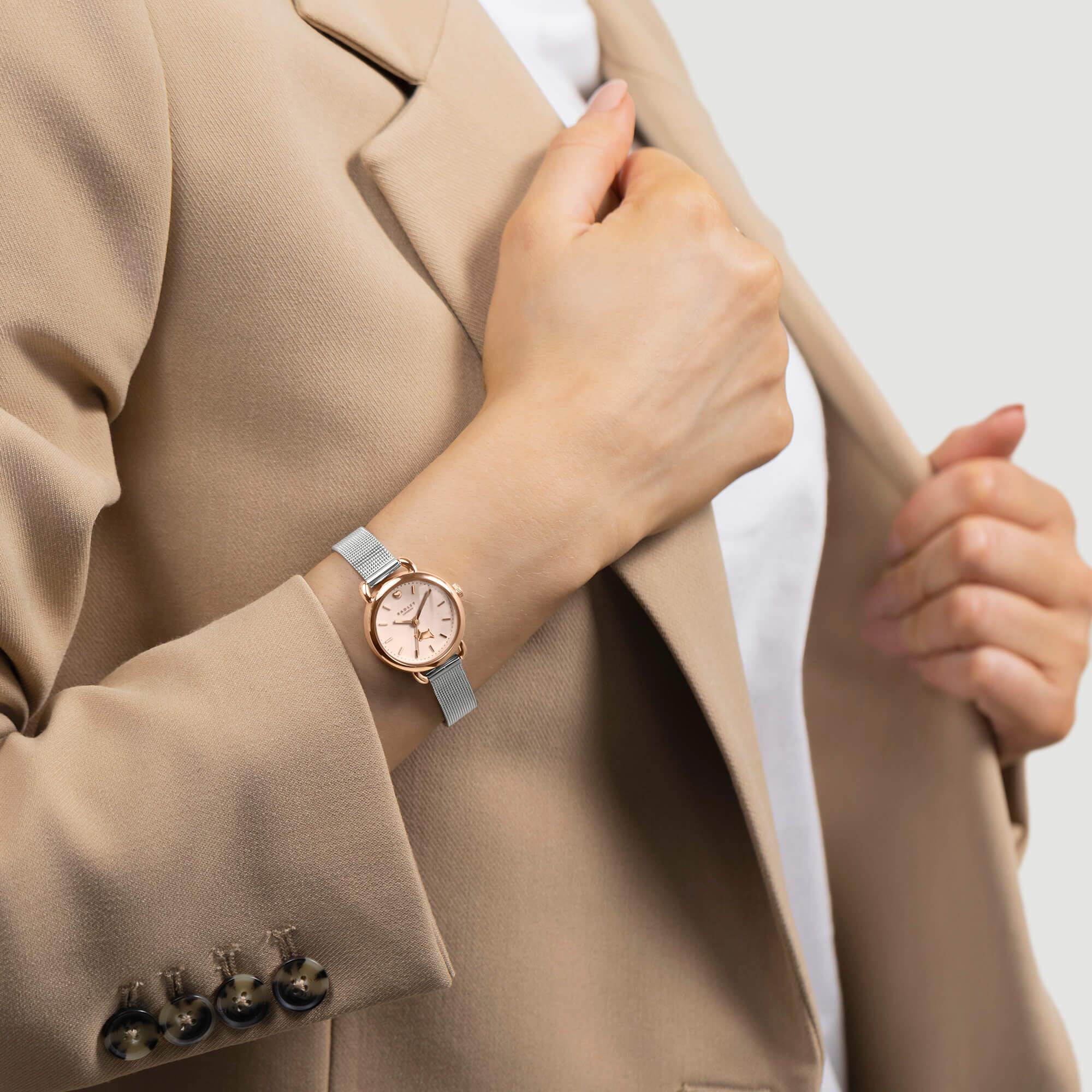 Silver Mesh with Mini Open Shoulder Strap Watch