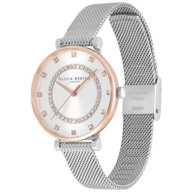 Belgrave Tbar White & Two Tone Mesh Watch