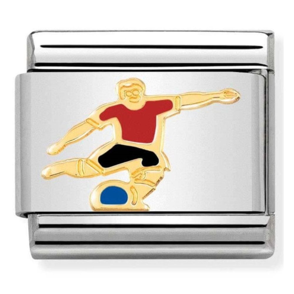 Composable Classic 18k Gold & Red Football Player Steel Charm