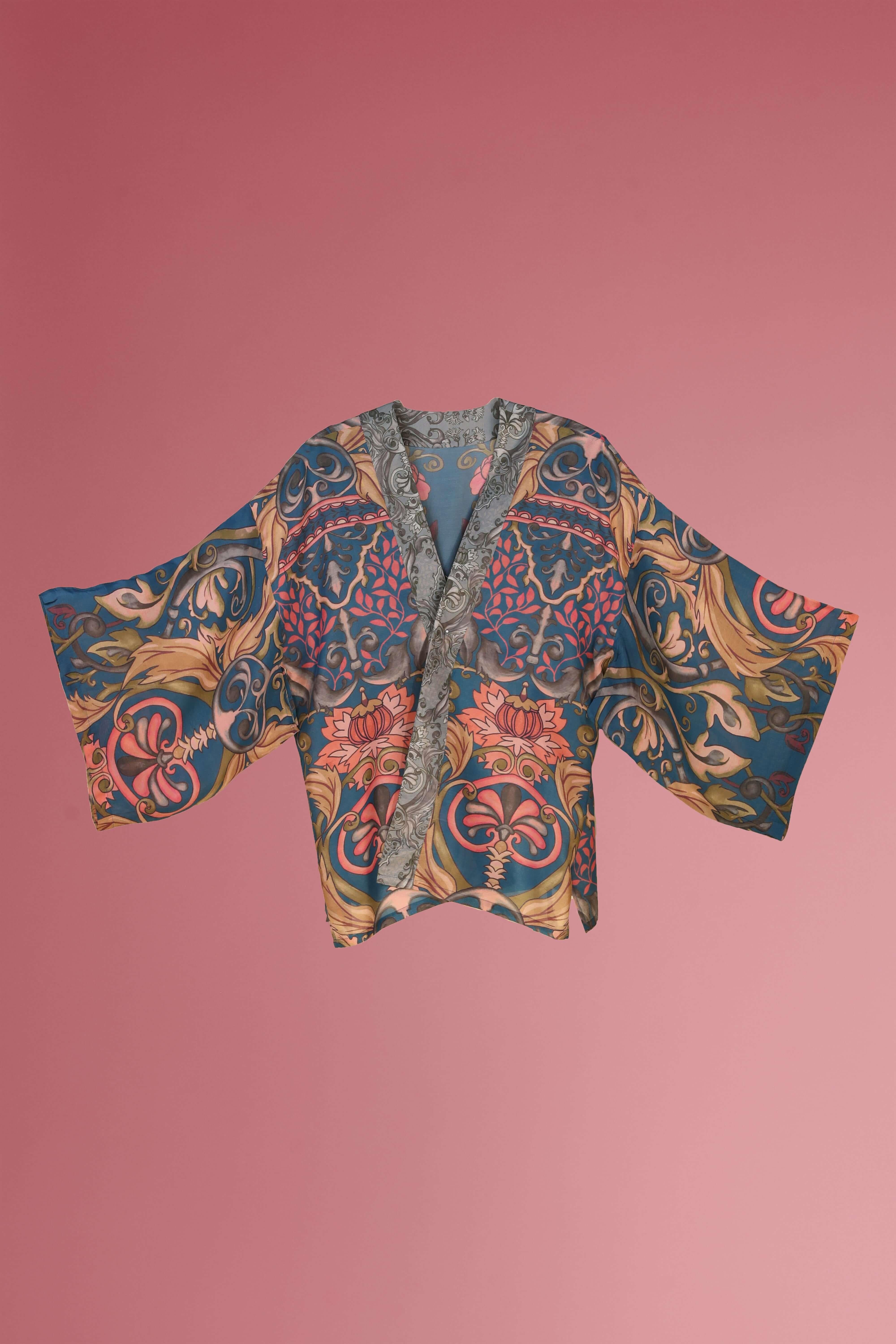 PRINTED KIMONO JACKET - Decorative Damask