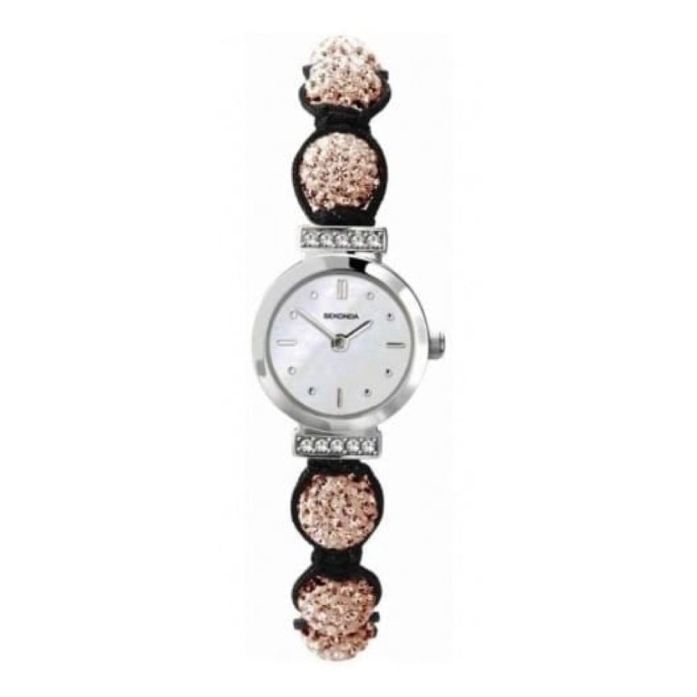Ladies Peach & Silver Crystalla Watch