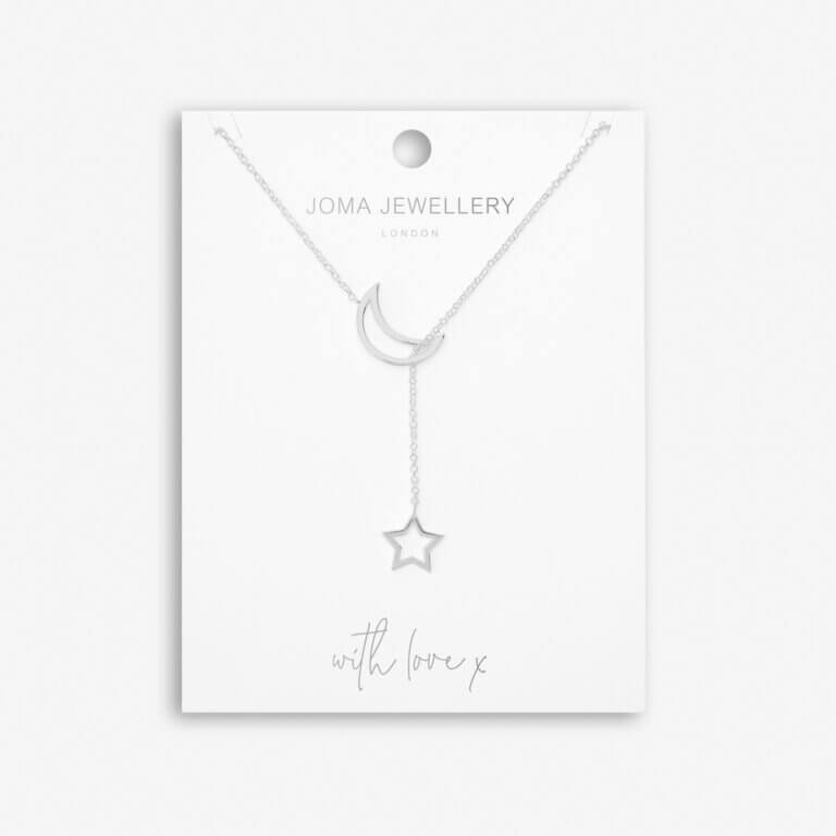 Lyra Lariats | Moon Lariat | Silver | Necklace | 45cm 5cm Drop + 5cm Extender