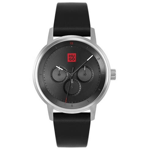 #DEFINE Black Dial Black Leather Strap Gents Watch