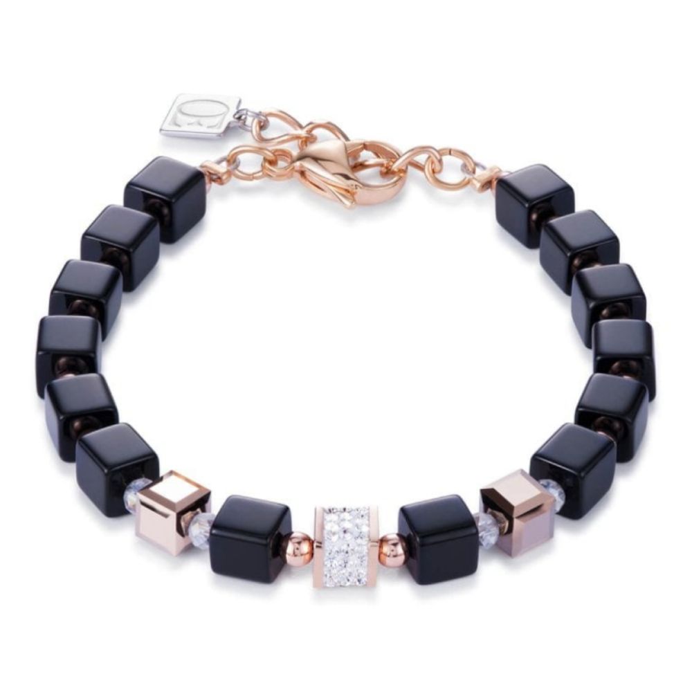 Crystals & Rose Gold Geo Cube Bracelet