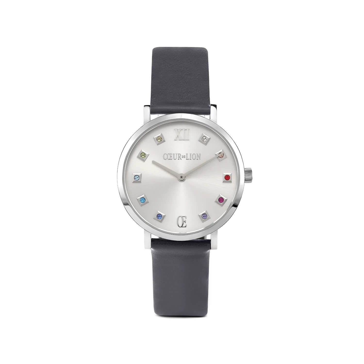 Round SS Silver Dial With Black Strap Ladies Watch