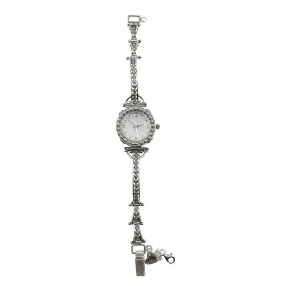 Sterling Silver Round Watch With MOP Dial & Pretty Details