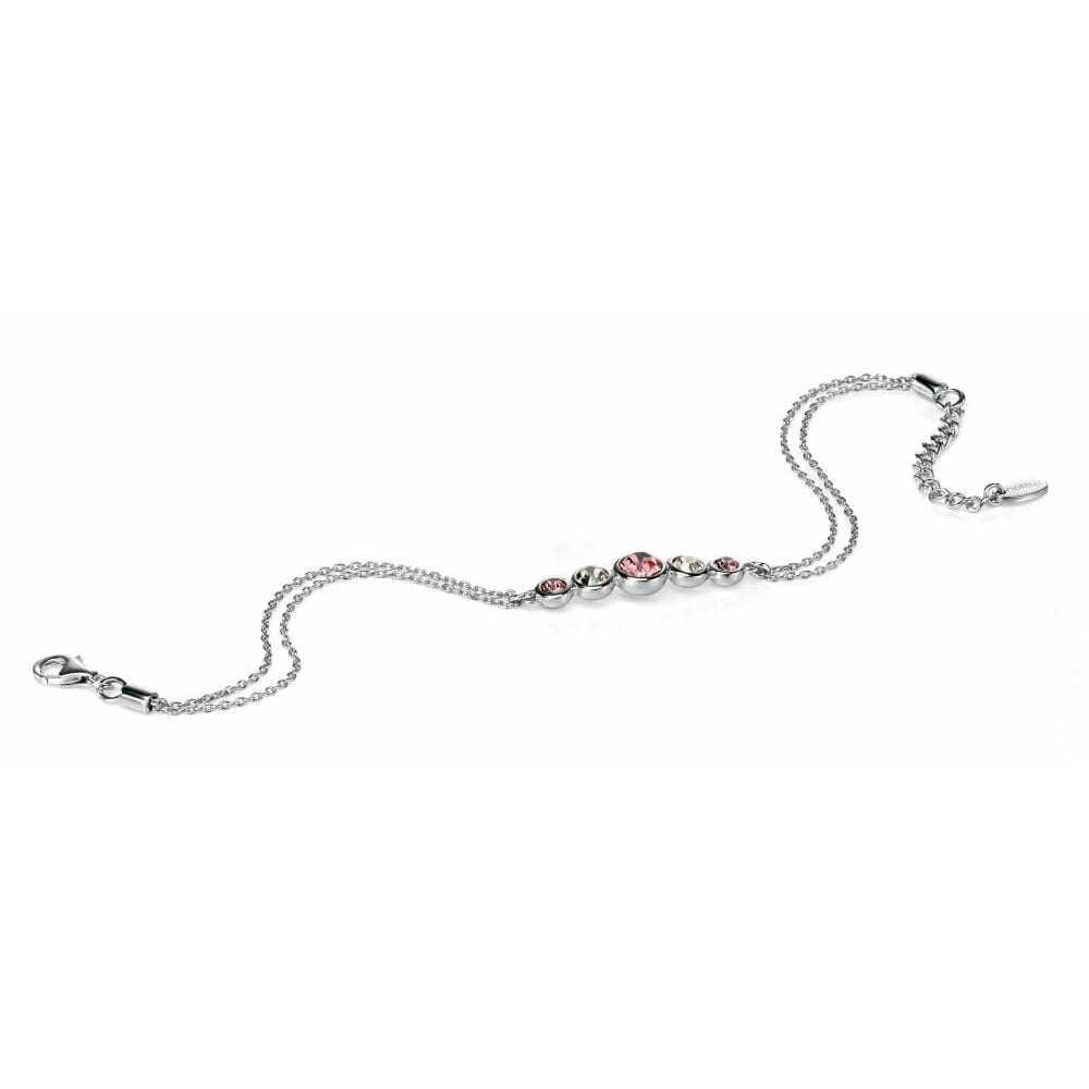 Ladies Sterling Silver Pink Swarovski Crystal Bracelet
