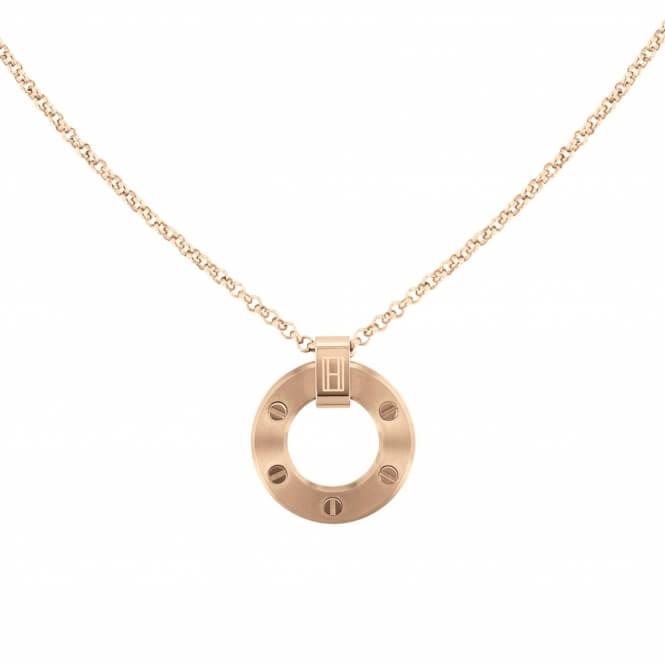 Hardware Circular Pendant Rose Gold Tone Necklace