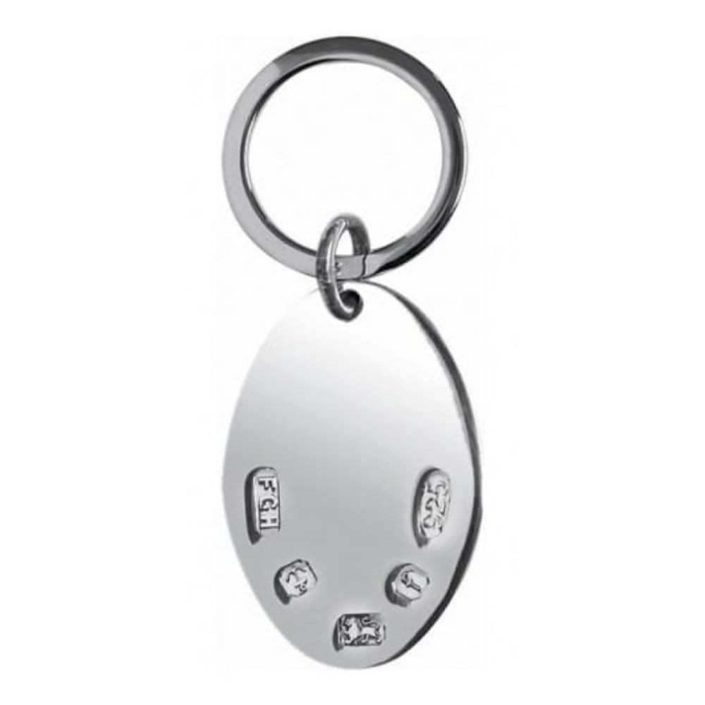 Sterling Silver Oval Hallmarked Stamped Keyring