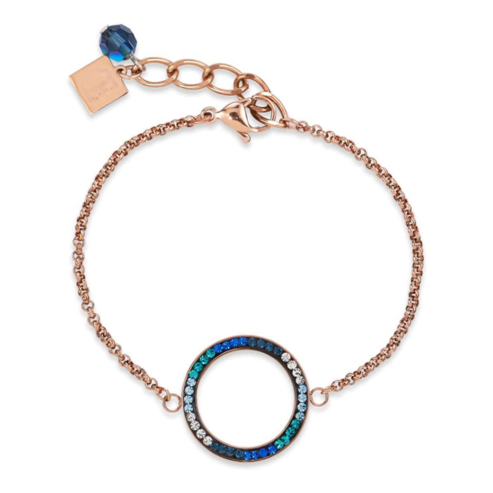 Turquoise Circle Pendant Rose Gold Plated Bracelet