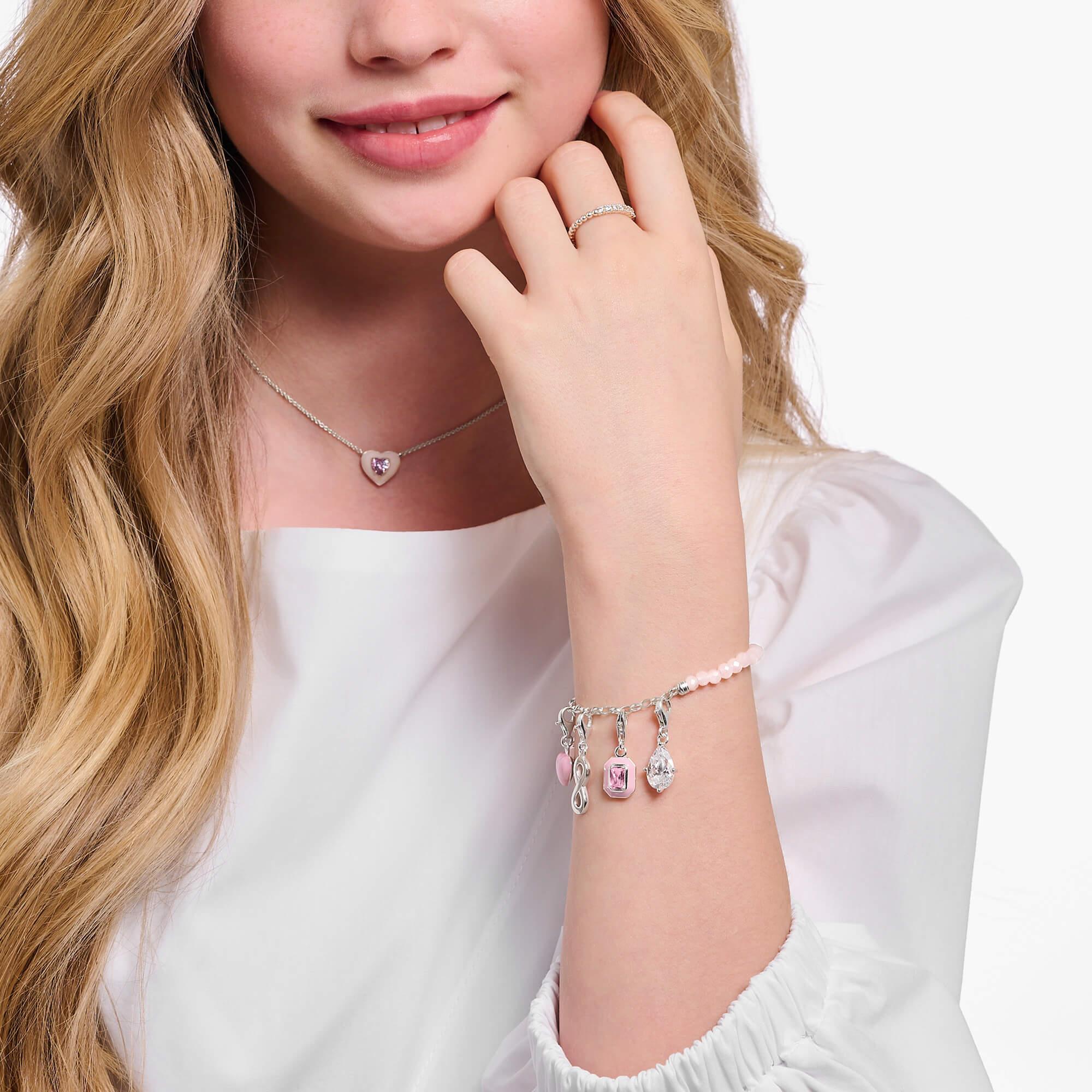 Member Charm Bracelet With Rose Quartz Beads