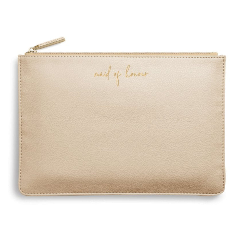 Pouch And Bracelet Gift Set | Maid Of Honour | Metallic Gold | 16 X 24cm