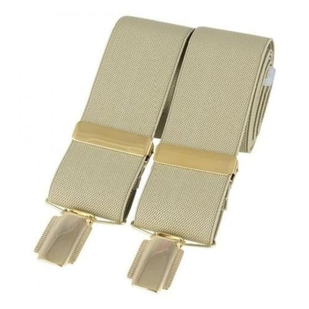 Natural Plain Beige Fabric Elasticated Braces