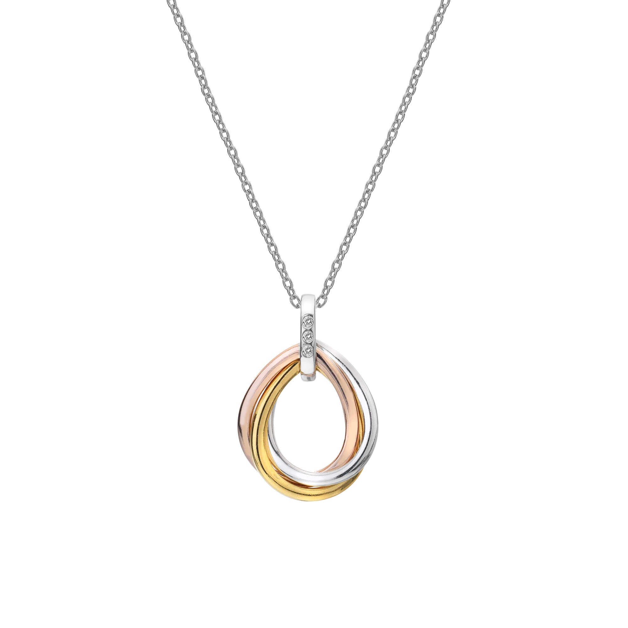 Rose Gold & Gold Accents Trio Teardrop Necklace