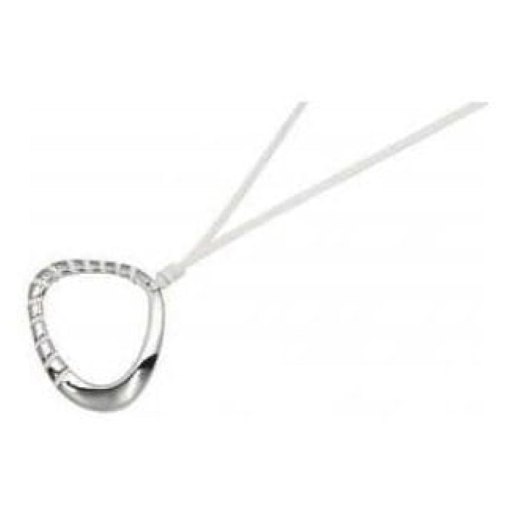 Ladies White Leather Stainless Steel Pendant Necklace