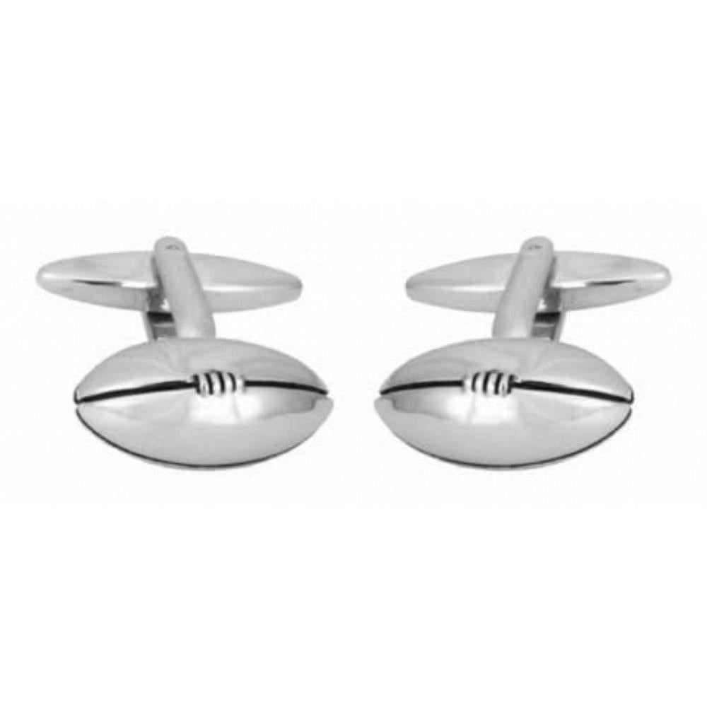 Rhodium Plated Rugby Ball Cufflinks