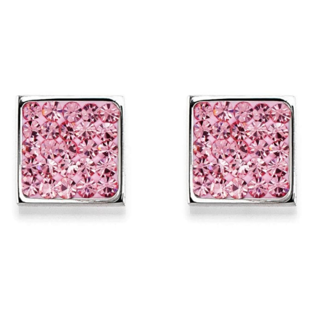 Square Earrings with Stickpin & Rose Swarovski Crystals