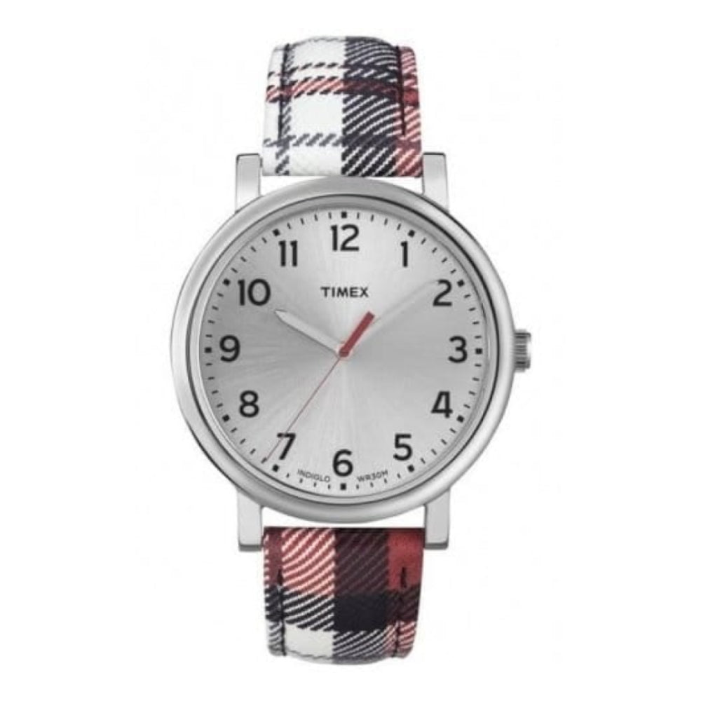 Ladies Easy Reader Checkered Leather Watch