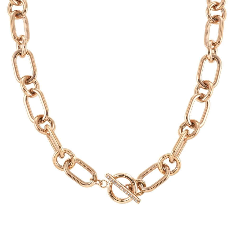 Drusilla Rose Gold CZ T-Bar Necklace