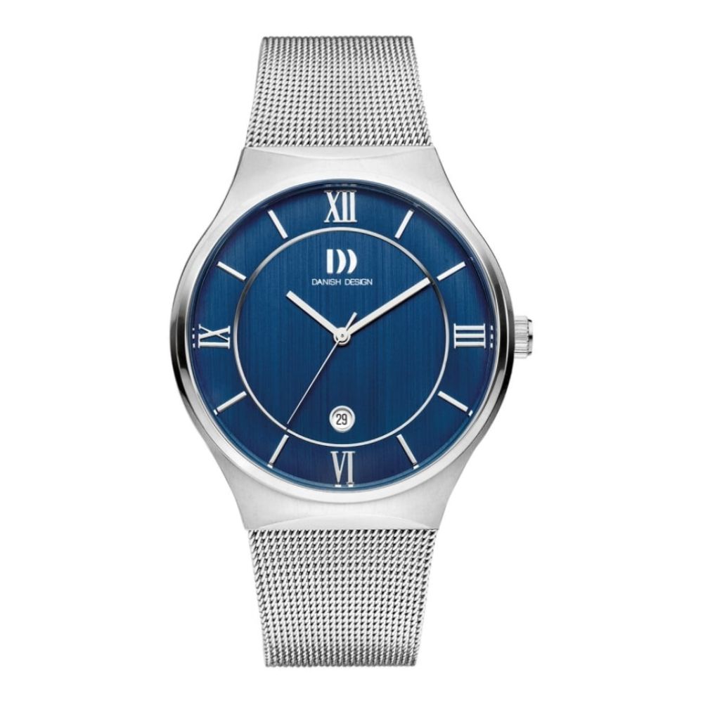 Gents Silver Stainless Steel Strap Watch Blue Dial