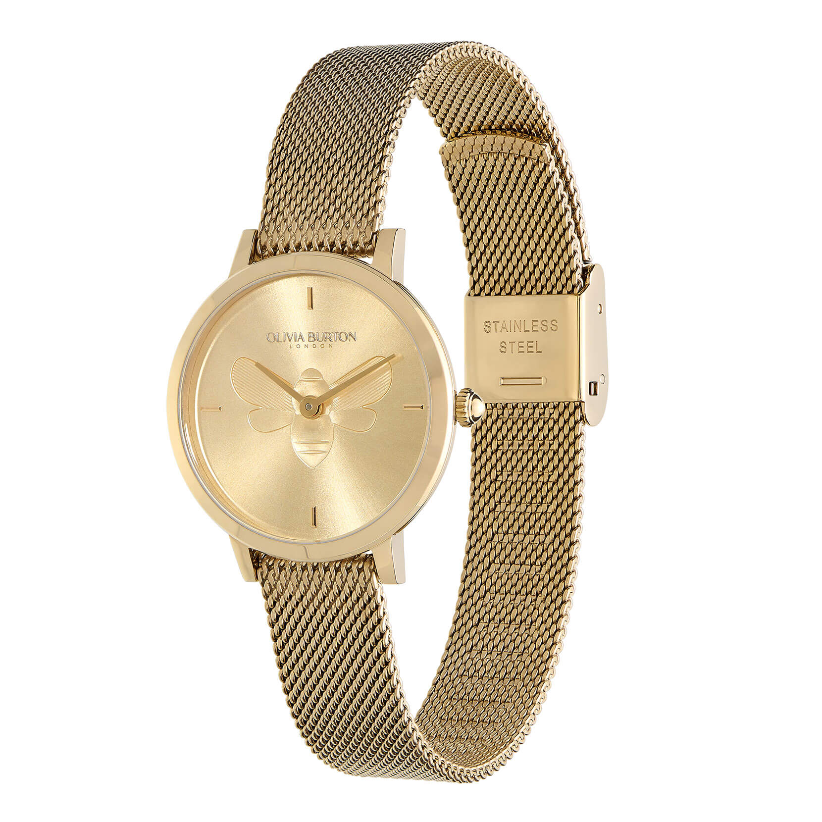 Signature Bee Ultra Slim Gold Mesh Watch