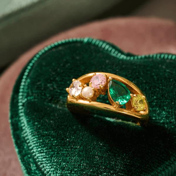 Sofia Cluster Ring In Flamingo CZ & Gold
