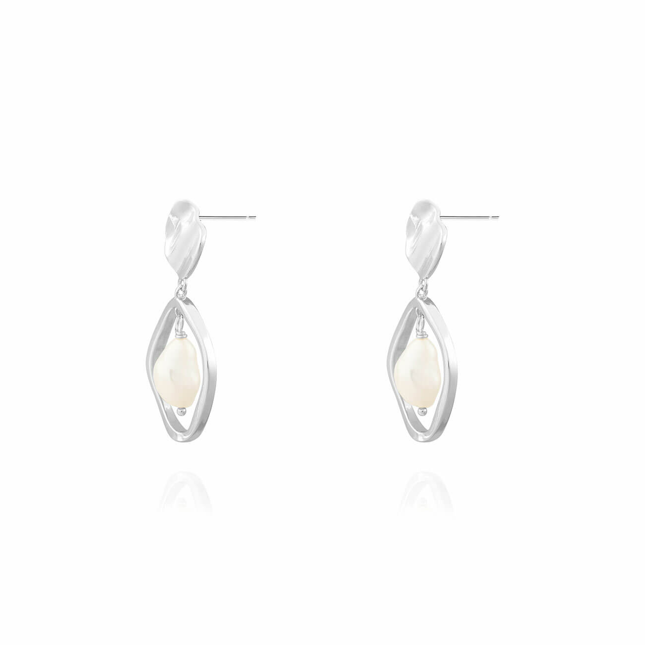 Statement Earrings | Silver | Wave Pearl | Earrings