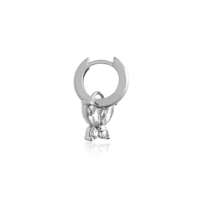 Sparkle Butterfly Marquise Butterfly Huggie Hoops Silver Earrings