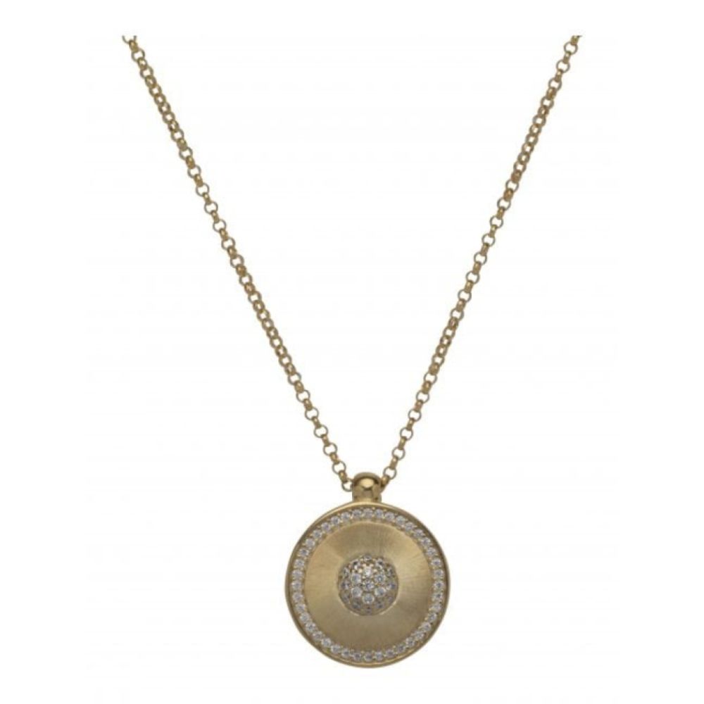 Silver 925 Pendant with Yellow Gold Plating and CZ Chain