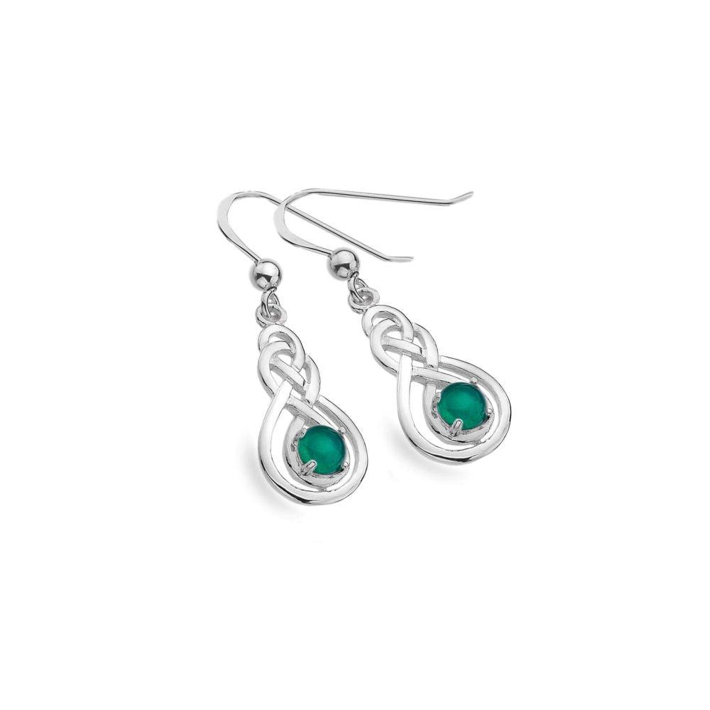 Interlocked Celtic Green Agate Earrings